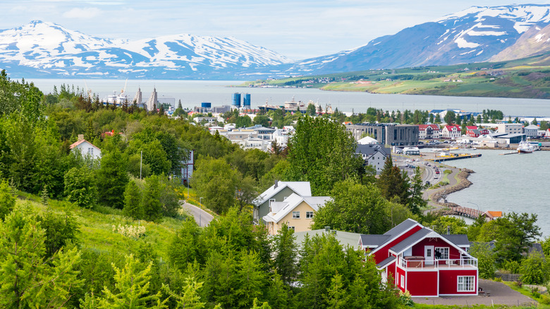 houses with mountain backdrop