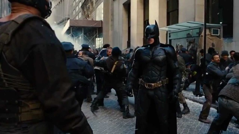 Batman and Bane fight scene in Wall Street