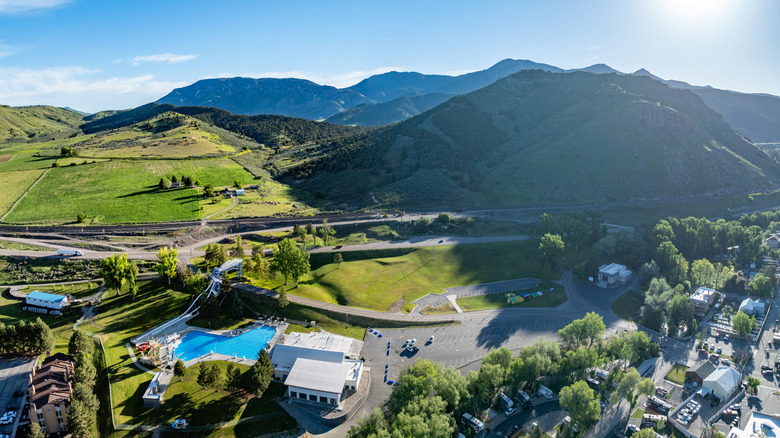 Lava Hot Springs, Idaho surrounded by mountains