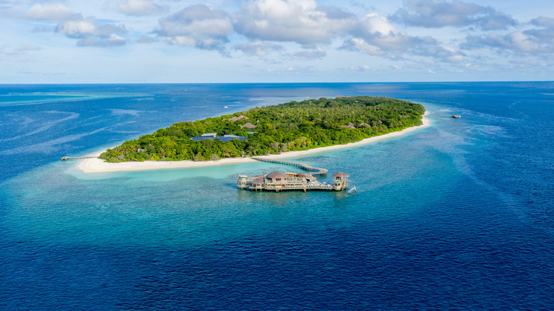 Aerial view of Soneva Fushi