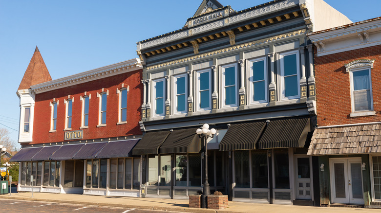 Street view of buildings in Arcola