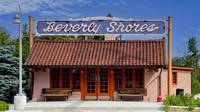 The outside of Beverly Shores train station