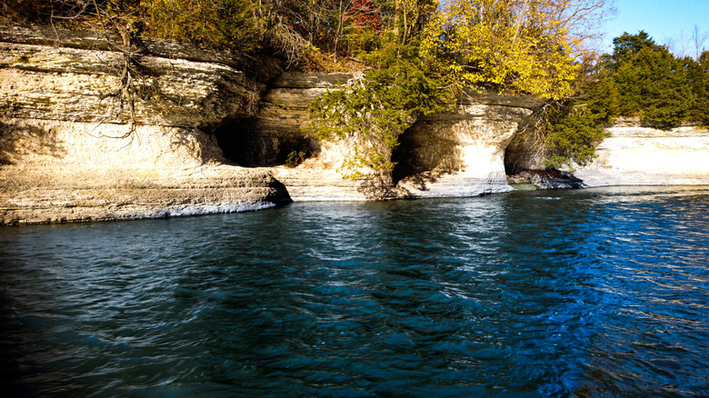 Riverside rock formations at the Seven Pillars Nature Preserve near Peru, Indiana