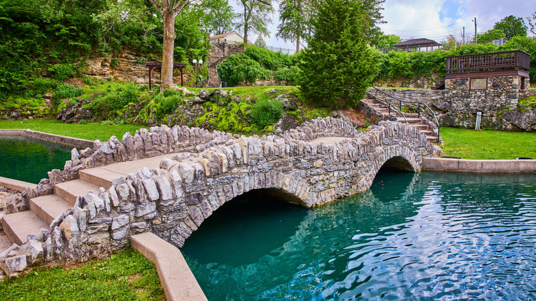 A rocky bridge in Huntington's Sunken Garden