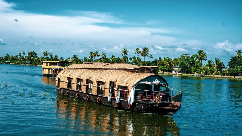 Houseboats on Lake Vembanad in Kerala, India