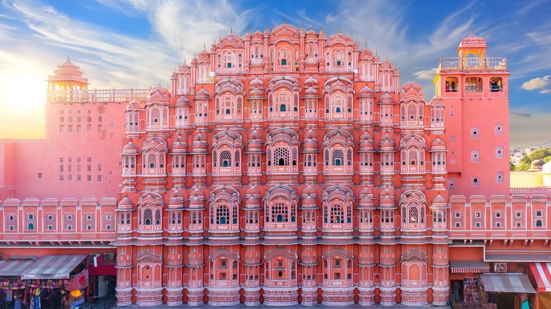 View of the pink city of Jaipur, Hawa Mahal