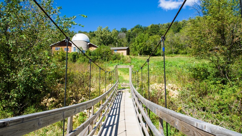 Bridge through Iowa's Swiss Valley Nature Preserve and Center