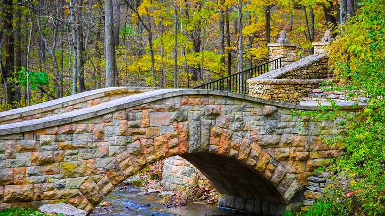 Stone bridge and stairs in Dunnings Spring Park, Iowa