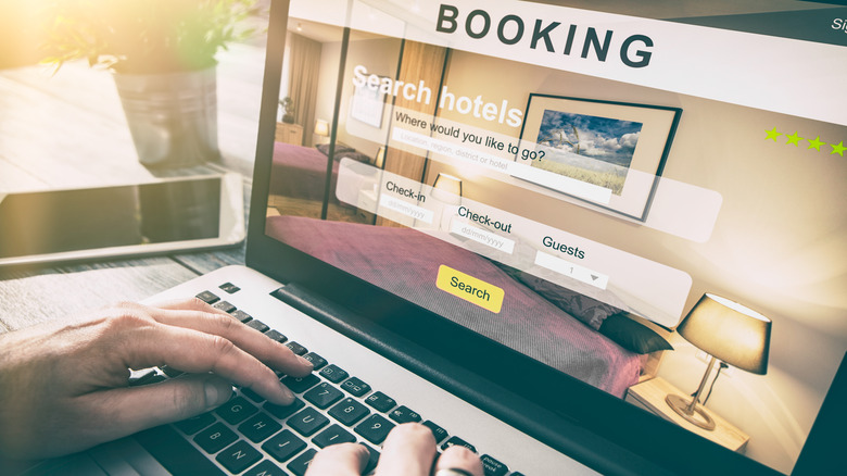 Laptop screen for a hotel booking search engine