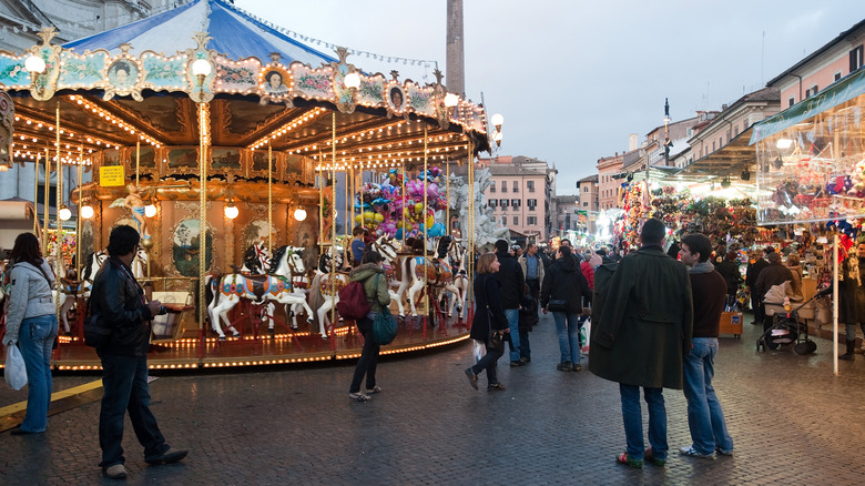 The holiday carousel at Piazza Navona.