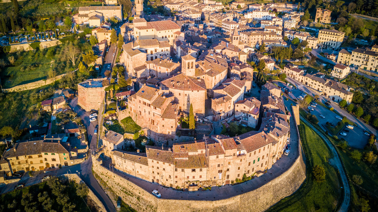 The town of Anghiari, Italy from above