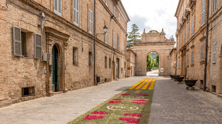 Servigliano village in Italy cobbled street