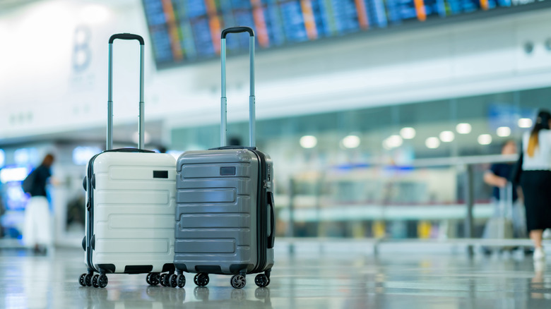 Solo suitcases in the airport