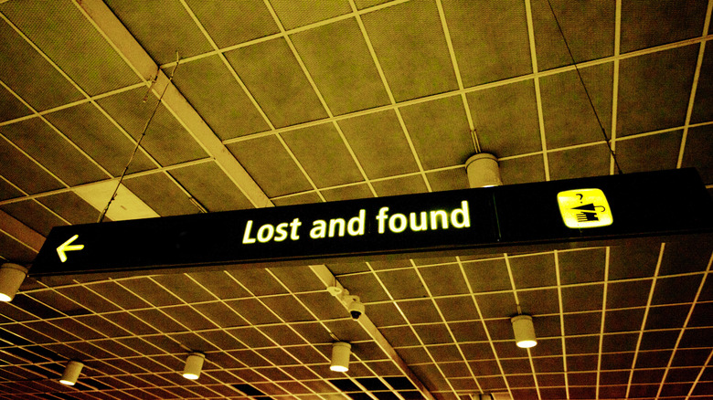 Lost and Found sign at the airport