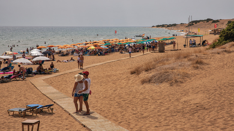 crowded Issos Beach