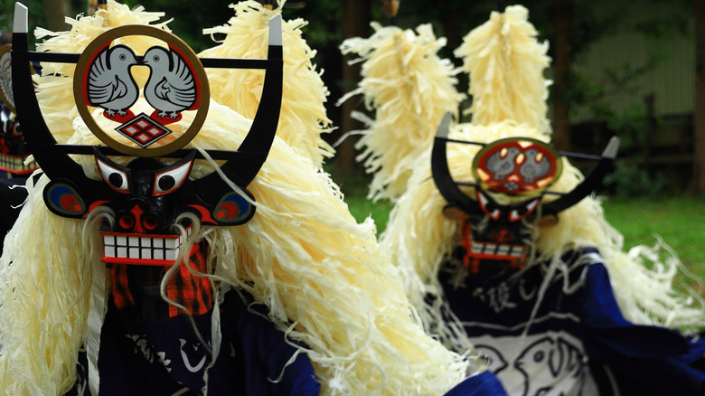 Masked performers at one of Tono's annual cultural festivals, Iwate, Japan