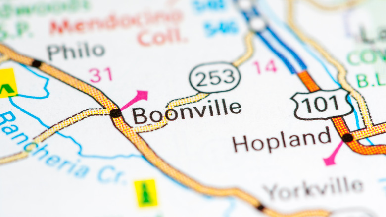 Map of Boonville, California and surrounding area