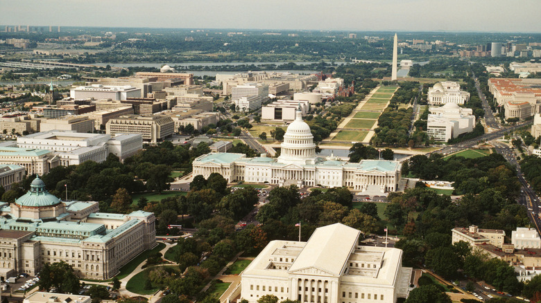 Overhead shot of National Mall in DC