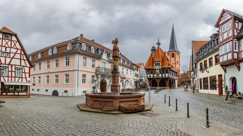 Fountain in the town square in Michelstadt