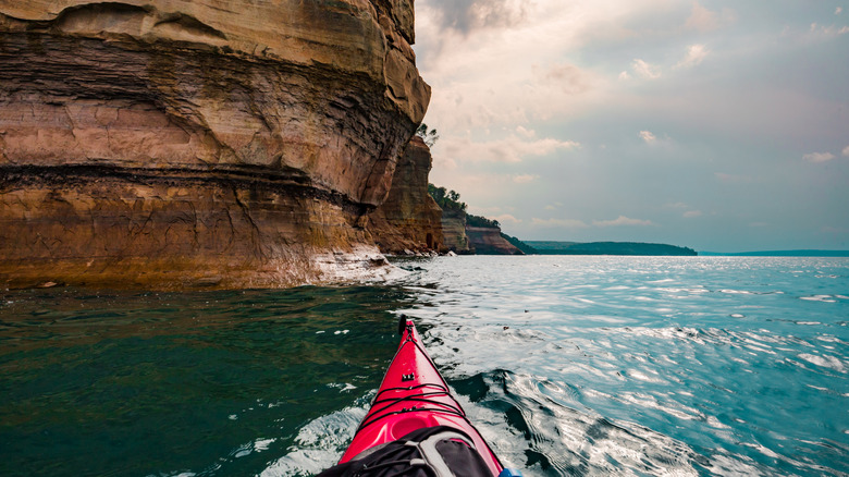 Kayaking painted rocks