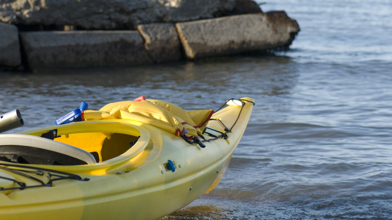 Yellow kayak Lake Michigan