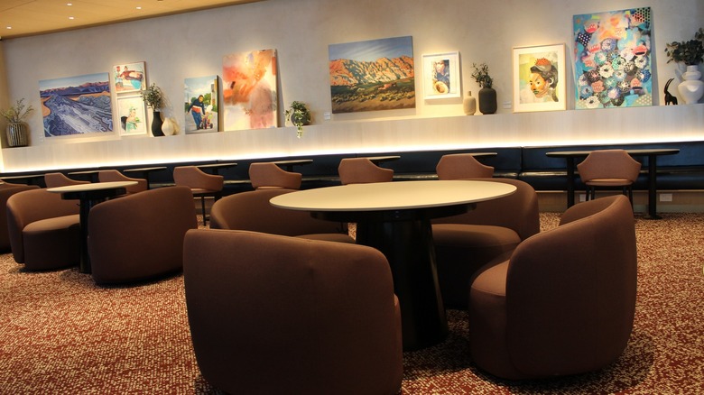 Capital One Lounge Las Vegas airport tables chairs