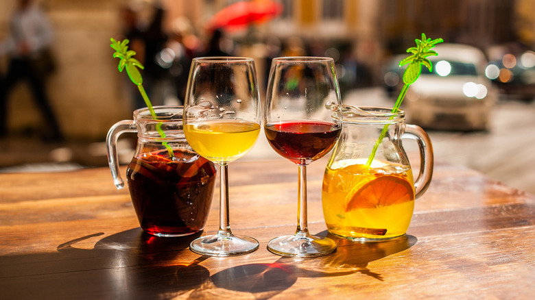 Drinks on a table top at a bar in Lisbon