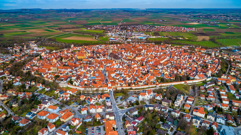 remains of the Ries crater overlooking a Bavarian town