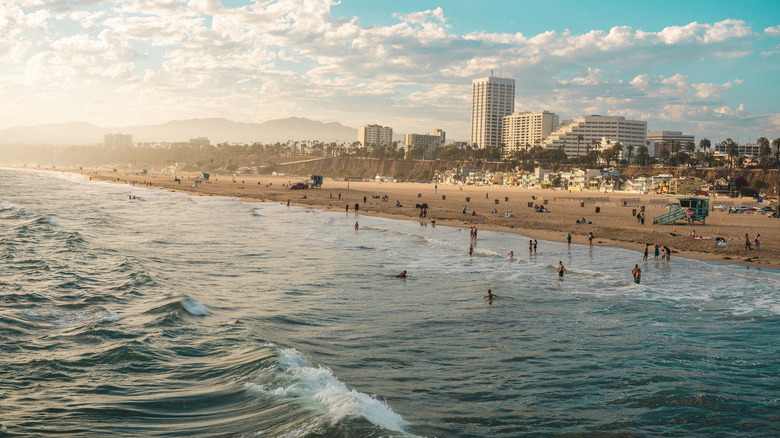 People at Santa Monica beach in California