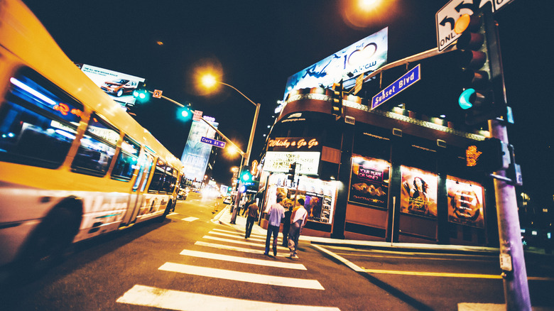 Nighttime and Whisky a Go Go on the iconic Sunset Strip, West Hollywood