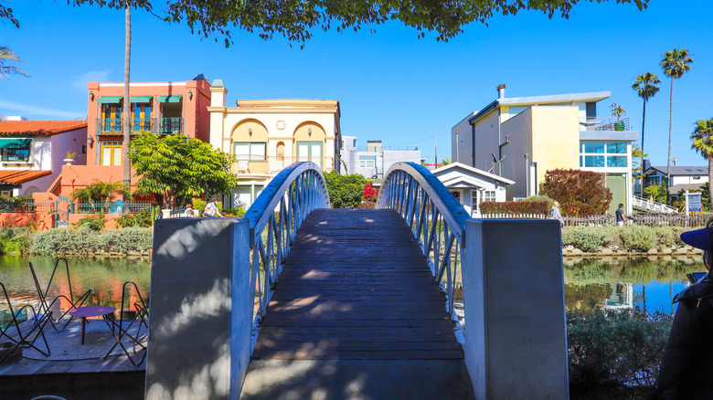 Bridge arching over the Venice Canals in Los Angeles