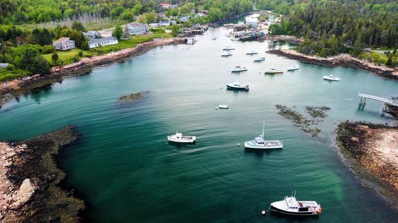 Aerial view of Winter Harbor, Maine