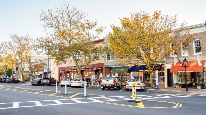 Downtown Sag Harbor with shops