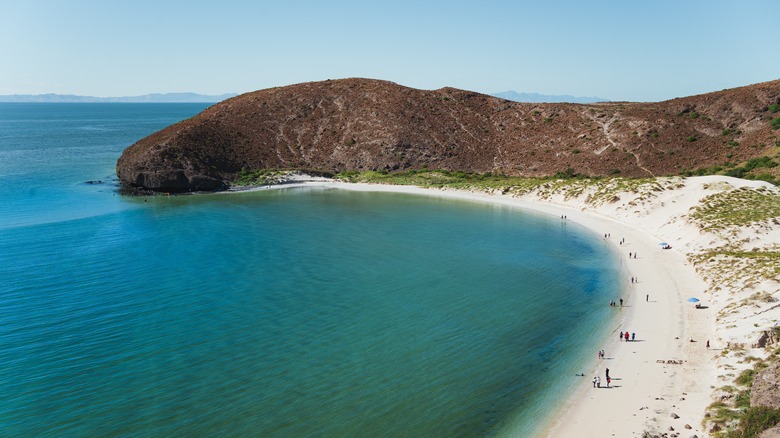 aerial view beach and mountain