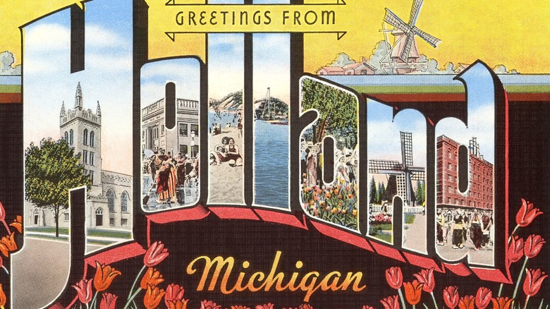 postcard with Holland Michigan photos