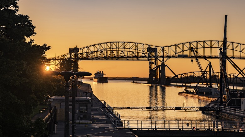 sunset at Sault Ste. Marie