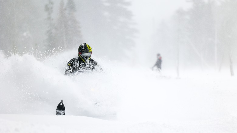 Snowmobiling in deep snow