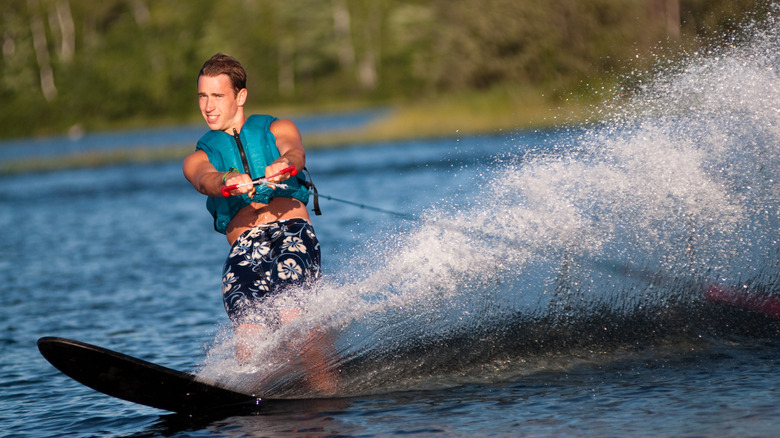 A man water skiing