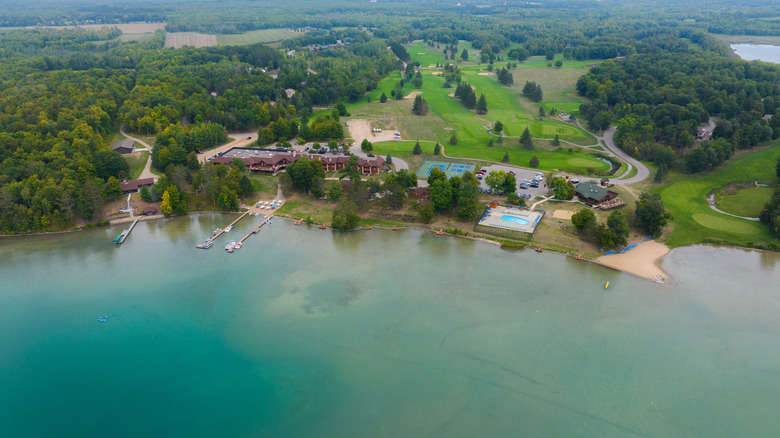 An aerial view of Sugar Lake Lodge in Minnesota