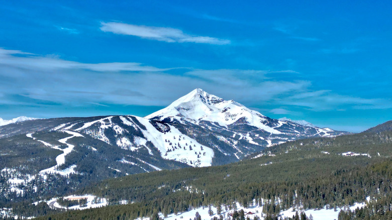 Panoramic view of Lone Mountain at Big Sky Resort