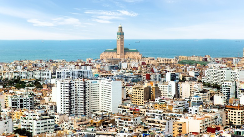 Aerial view of the Casablanca with the mosque in the background