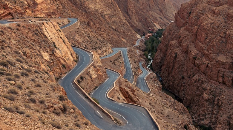 Image of the hairpin turns of the Dadès Gorge Road in Boumalne Dadès, Morocco