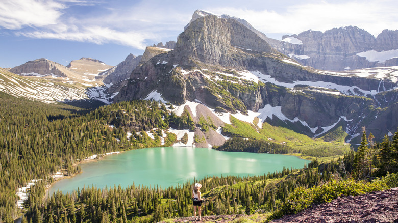 Glacier National Park in the summer with some snow