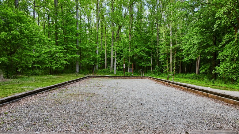 An abandoned pool at Rose Island