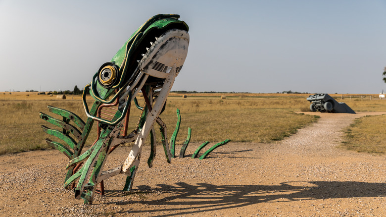 Salmon sculpture at Carhenge