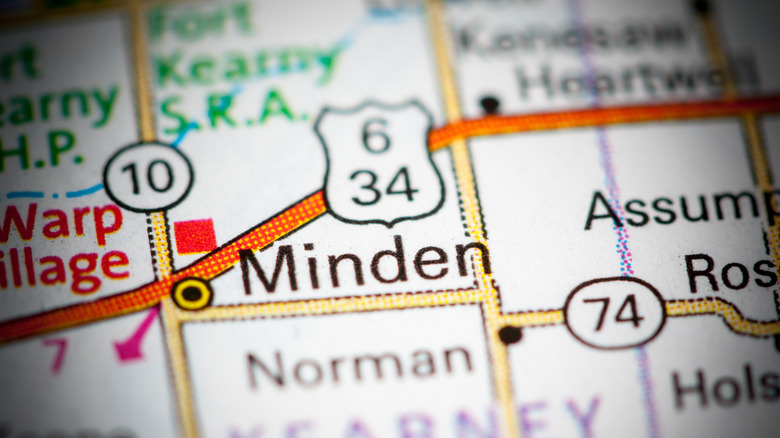 Minden, Nebraska on a map