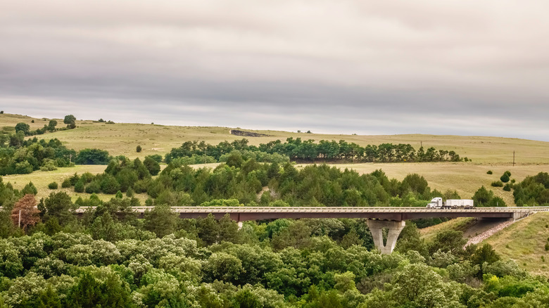 A section of the Outlaw Trail Scenic Byway with a bridge