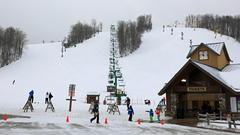 ski lift and snow in Harbor Springs, Michigan