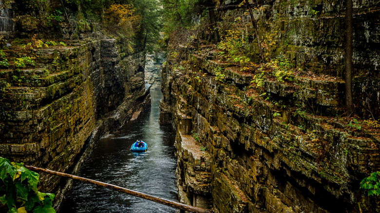 People tubing in the Ausable Chasm