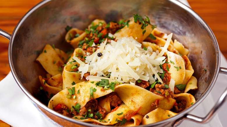 A bowl of Pappardelle al Cinghiale